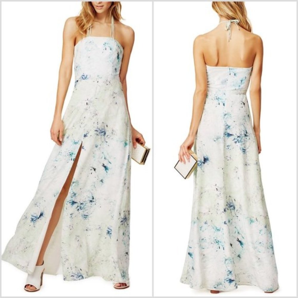 Hunter Bell 100% Silk Floral Long Slit Maxi Dress